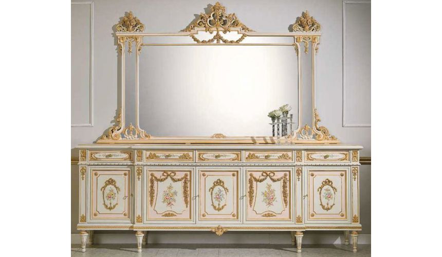 High End Dresser and Mirror from our European hand painted furniture  collection. 7036