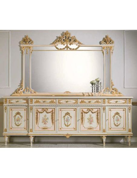 High End Dresser and Mirror from our European hand painted furniture collection. 7036
