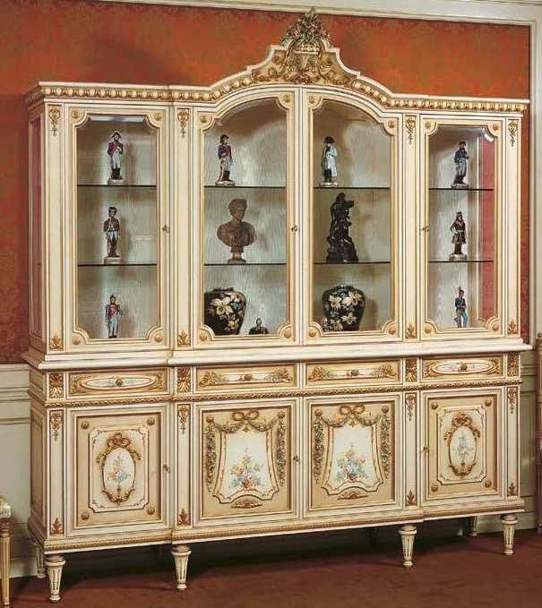 Antique Looking Grand Showcase Cabinet Our European Hand Painted Fu
