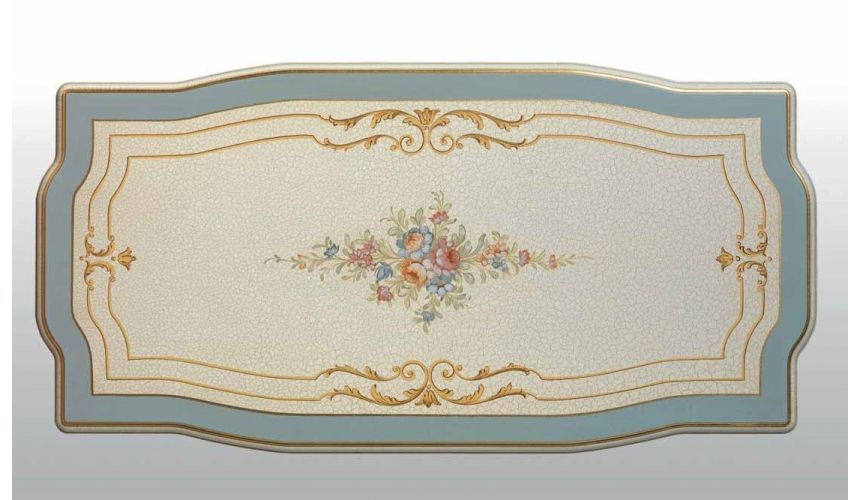 Rectangular and Square Coffee Tables Antique-looking Pastel Oval Central Table from our European hand painted furniture colle...