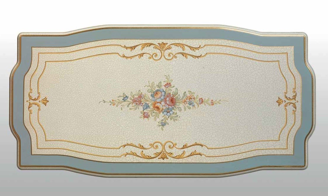 Rectangular and Square Coffee Tables Antique-looking Pastel Oval Central Table from our European hand painted furniture colle...
