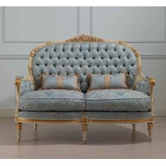 CHAIRS, Leather, Upholstered, Accent Luxurious Winter Blue and Summer Gold Sofa from our European hand painted furniture coll...