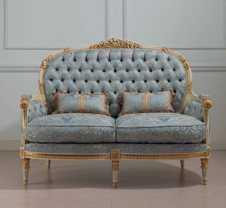 Luxurious Winter Blue and Summer Gold Sofa from our European hand p...