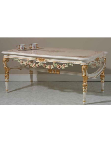 Extravagant Pastel Floral Center Table from our European hand painted furniture collection. 7092