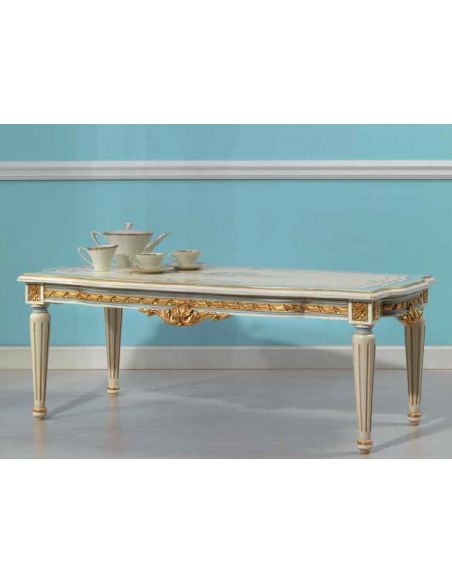 Heavenly Cream and Golden Central Table from our European hand painted furniture collection. 7096