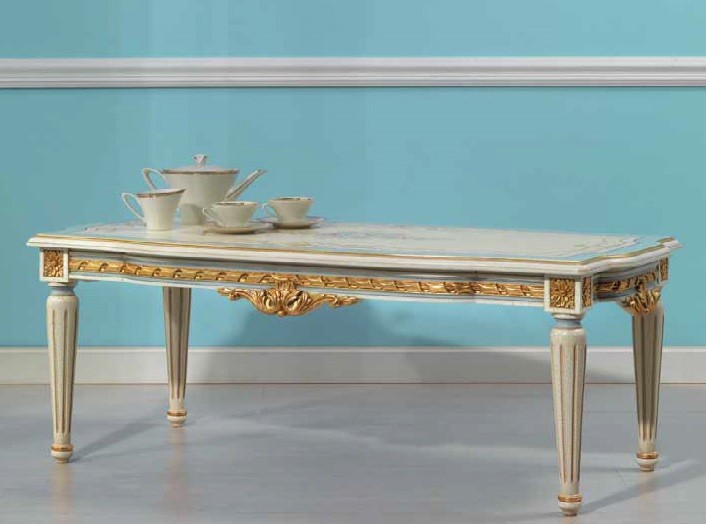 Rectangular and Square Coffee Tables Heavenly Cream and Golden Central Table from our European hand painted furniture collect...