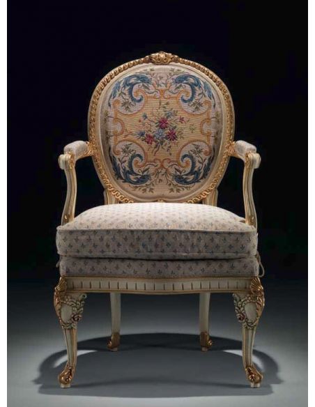 Antique-looking Floral Cabriolet Armchair from our European hand painted furniture collection. 7097