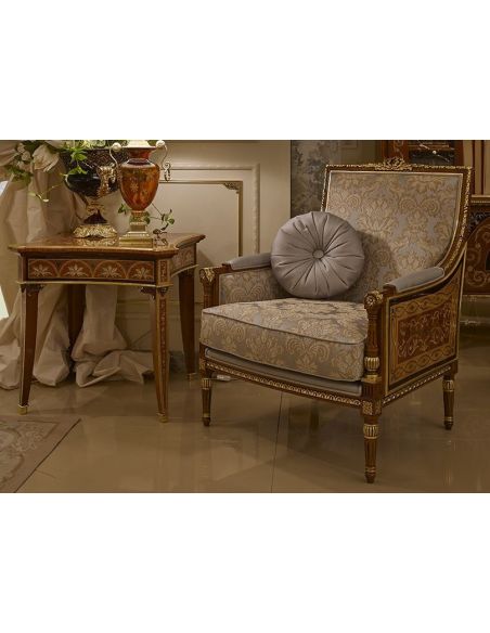 CHAIRS, Leather, Upholstered, Accent Luxurious Royal Pastel Blue Accent Chair from our Venetian modern classic collection 7018