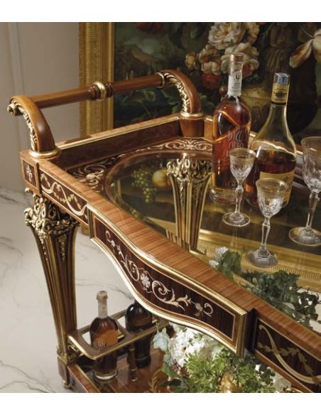 Upscale Bar Furniture Royal and Luxurious Bar Cart from our Venetian modern classic collection 7025