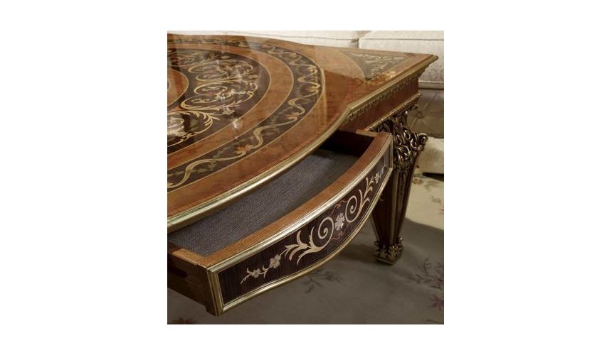 French Style Furniture Luxurious Dark Chocolate Swirl Accent Table from our Venetian modern classic collection 7059