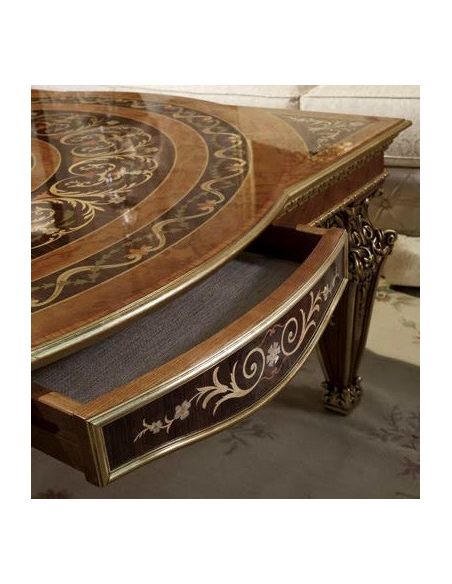 French Style Furniture Luxurious Dark Chocolate Swirl Accent Table from our Venetian modern classic collection 7059