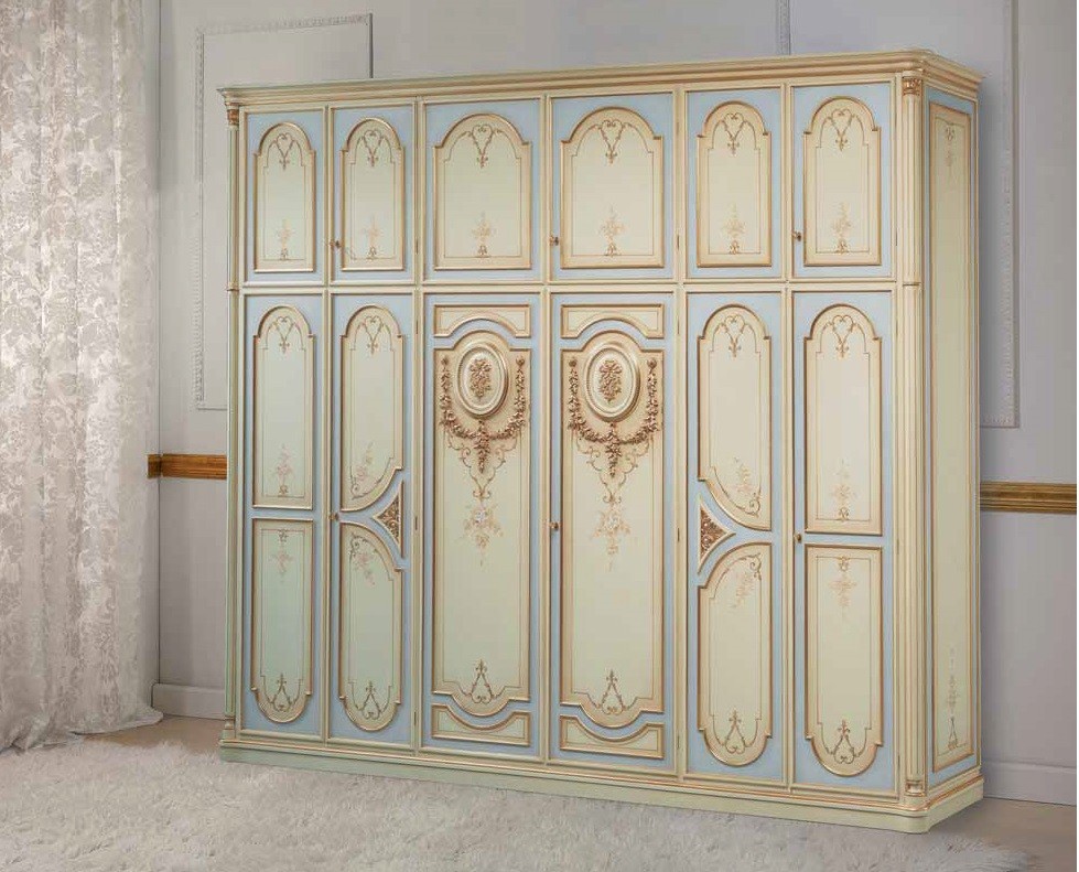 Display Cabinets and Armories Luxurious Winter Blues and Creams Wardrobe from our European hand painted furniture collection....