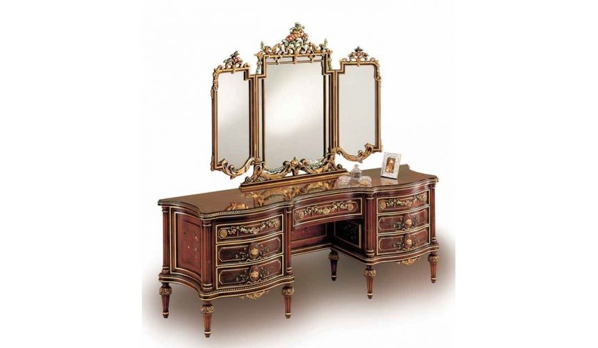 Dressing Vanities & Furnishings Deluxe Dressing Table with Floral Accents from our European hand painted furniture collection...
