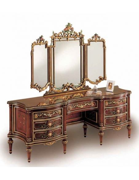 Deluxe Dressing Table with Floral Accents from our European hand painted furniture collection. 7122