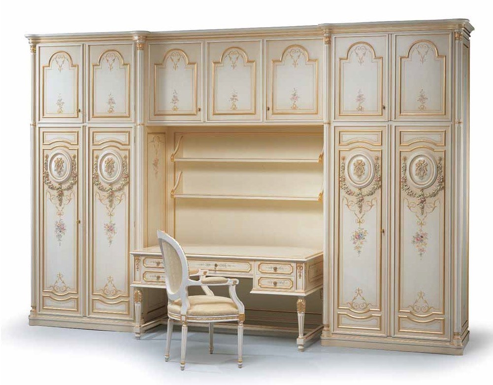 Display Cabinets and Armories Angelic Pure as Gold Desk and Cabinets from our European hand painted furniture collection. 7123