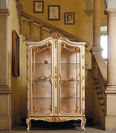 Breakfronts & China Cabinets Luxurious Golden Detailed Showcase Cabinet from our European hand painted furniture collection. ...