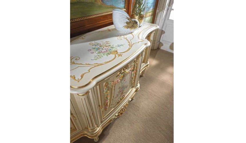 Breakfronts & China Cabinets Deluxe Pastel and Golden Cabinet from our European hand painted furniture collection. 7112