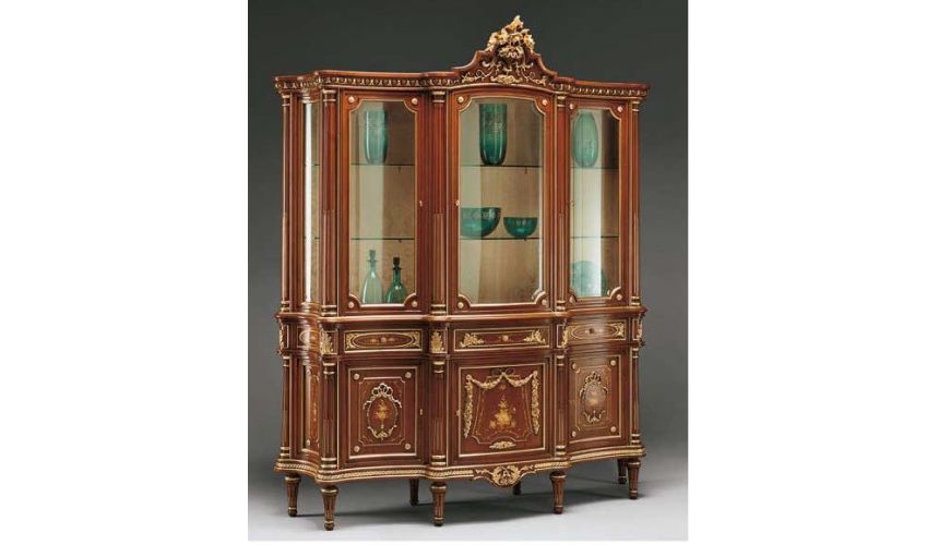 Breakfronts & China Cabinets Deluxe Showcase Cabinet with Golden Detail from our European hand painted furniture collection. ...