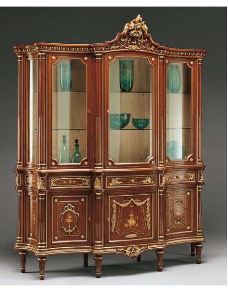 Deluxe Showcase Cabinet with Golden Detail from our European hand painted furniture collection. 7108