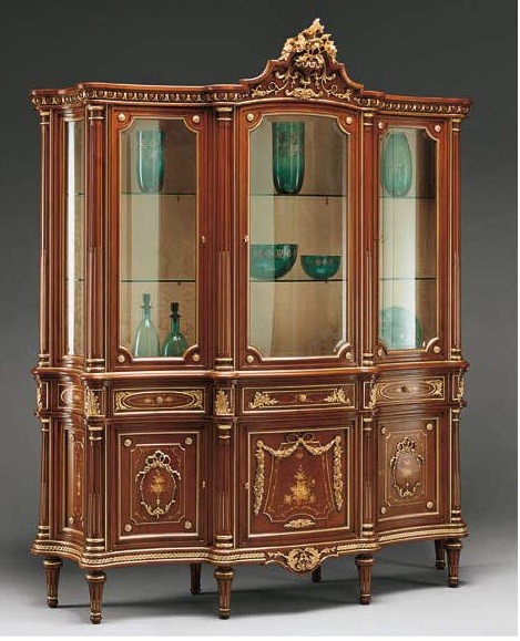 Breakfronts & China Cabinets Deluxe Showcase Cabinet with Golden Detail from our European hand painted furniture collection. ...
