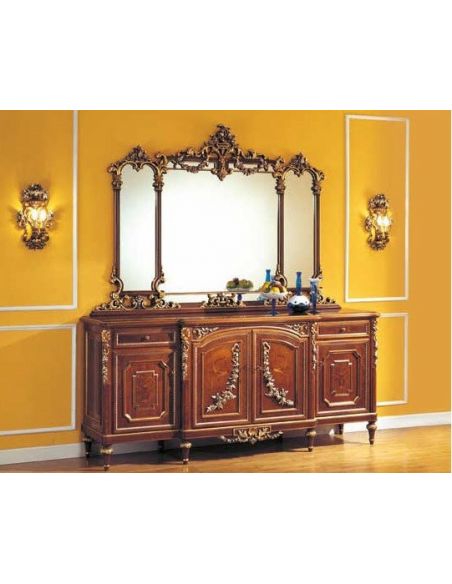 Golden Detailed Bureau and Mirror from our European hand painted furniture collection. 7105