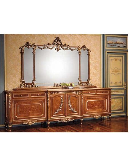 High End Golden Bureau and Mirror with from our European hand painted furniture collection. 7103