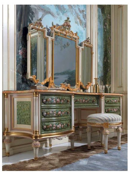 Jungle Gem Dressing Table with Mirrors from our European hand painted furniture collection. 7136