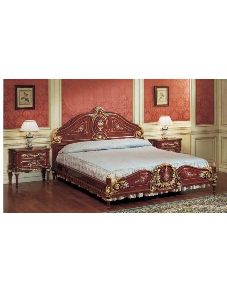 Elegant Crimson and Golden Bed Set from our European hand painted furniture collection. 7137