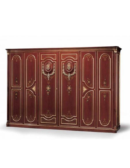 Crimson Wardrobe with Floral Detailing from our European hand painted furniture collection. 7138