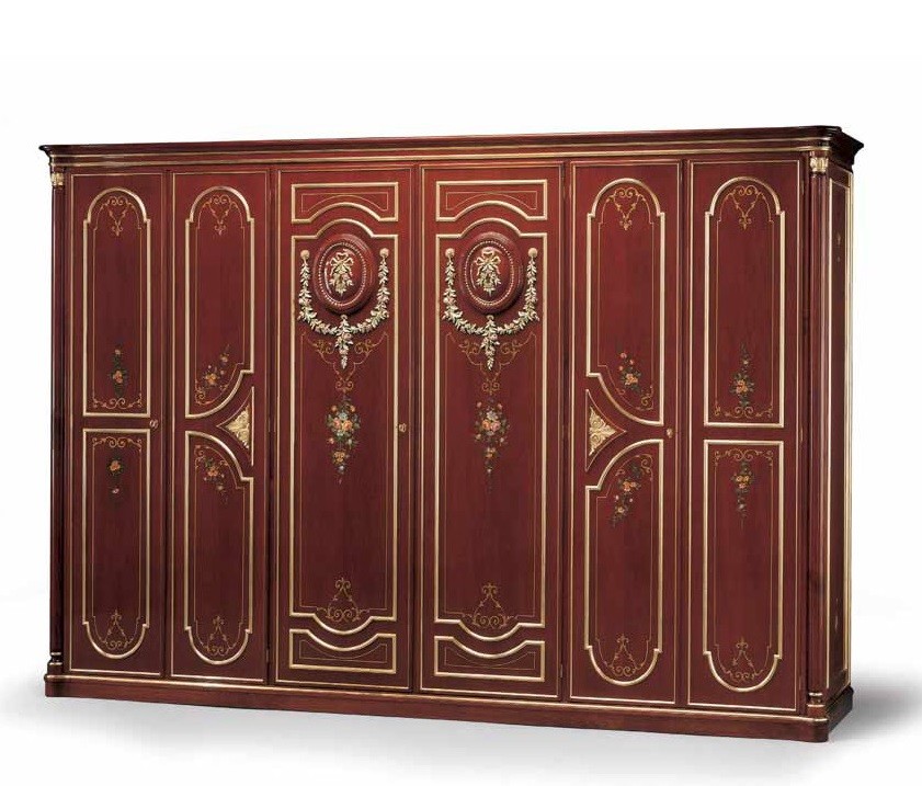 Display Cabinets and Armories Crimson Wardrobe with Floral Detailing from our European hand painted furniture collection. 7138