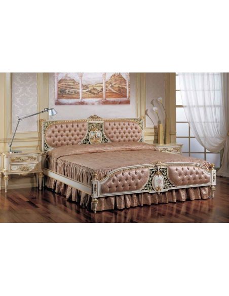 Elegant Peaches and Cream Bed Set from our European hand painted furniture collection. 7139