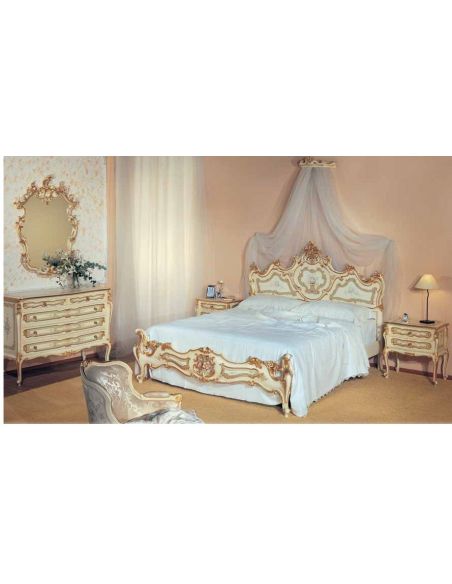 Palatial Cream and Golden Bed Set from our European hand painted furniture collection. 7144