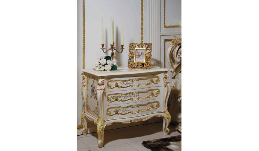 Chest of Drawers High End Floral and Golden Night Tables from our European hand painted furniture collection. 7146