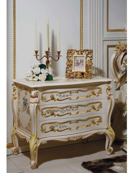 High End Floral and Golden Night Tables from our European hand painted furniture collection. 7146