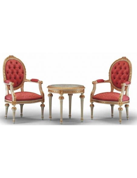 Rose and Golden Chairs and Side Table from our European hand painted furniture collection. 7151