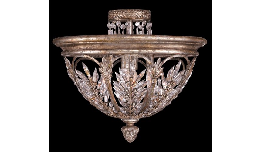 Lighting Semi-flush mount of steel in warm antiqued silver finish