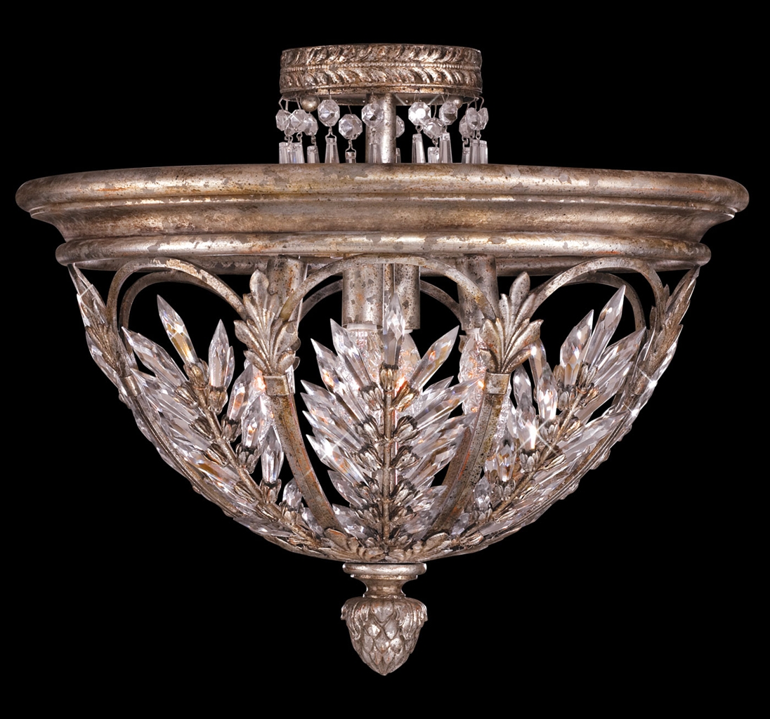 Lighting Semi-flush mount of steel in warm antiqued silver finish
