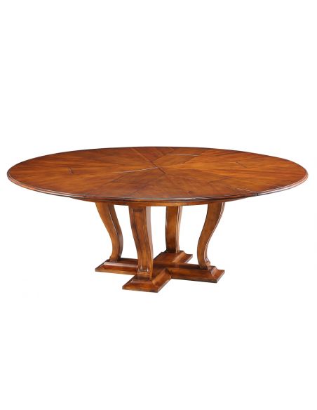 Transitional style round table with self storing leaves 70