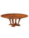 Dining Tables Transitional style round table with self storing leaves.