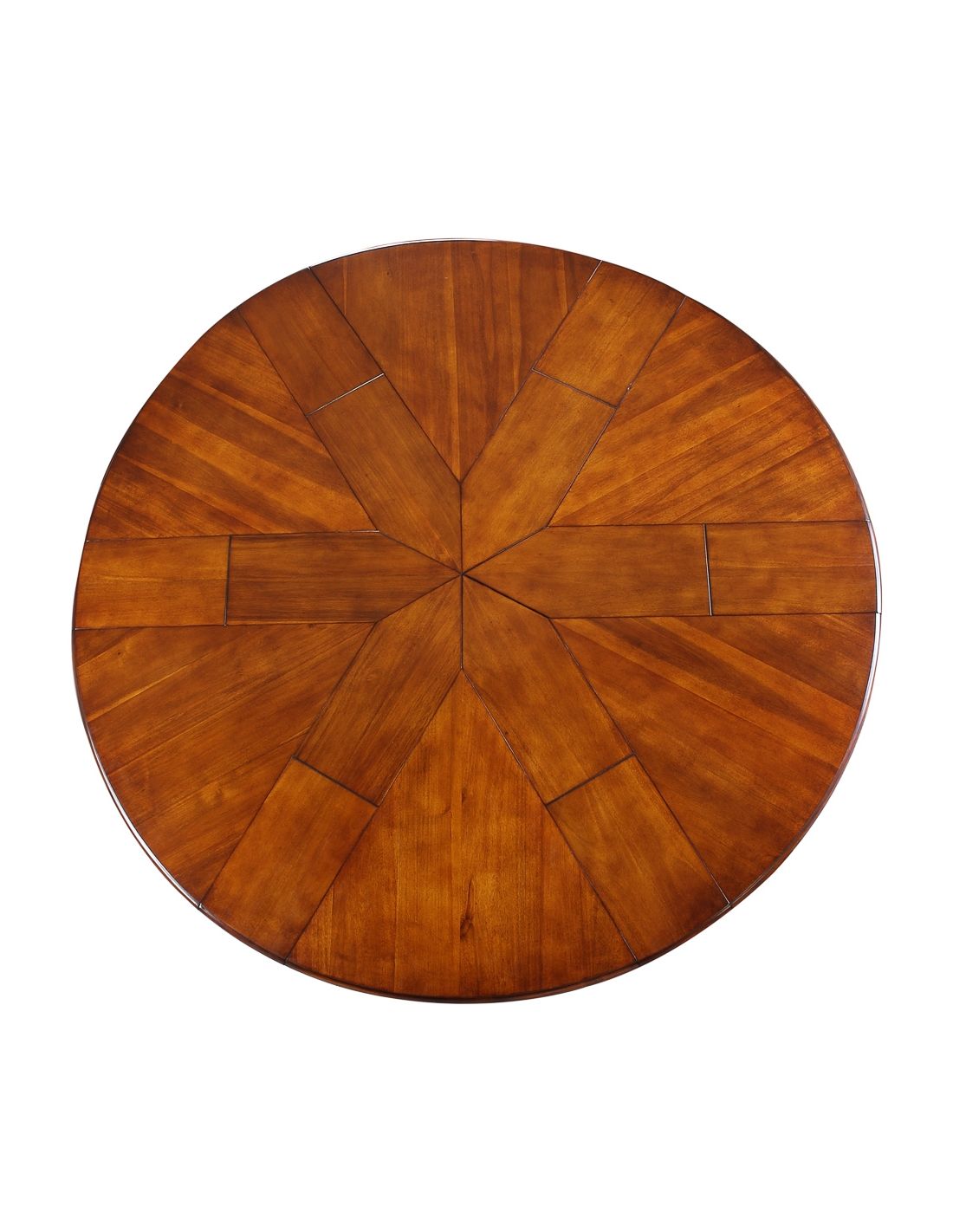 Large round table with self storing leaves.