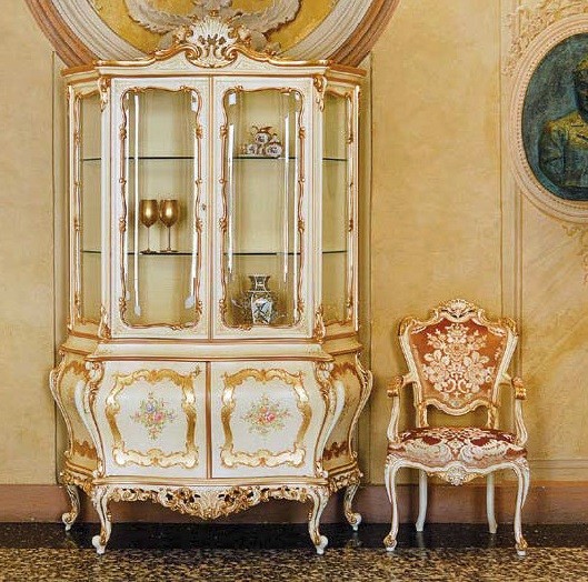 Breakfronts & China Cabinets Luxurious Golden Showcase from our European hand painted furniture collection. 7206