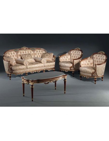 Luxurious Golden Floral Sofa Set from our European hand painted furniture collection. 7210