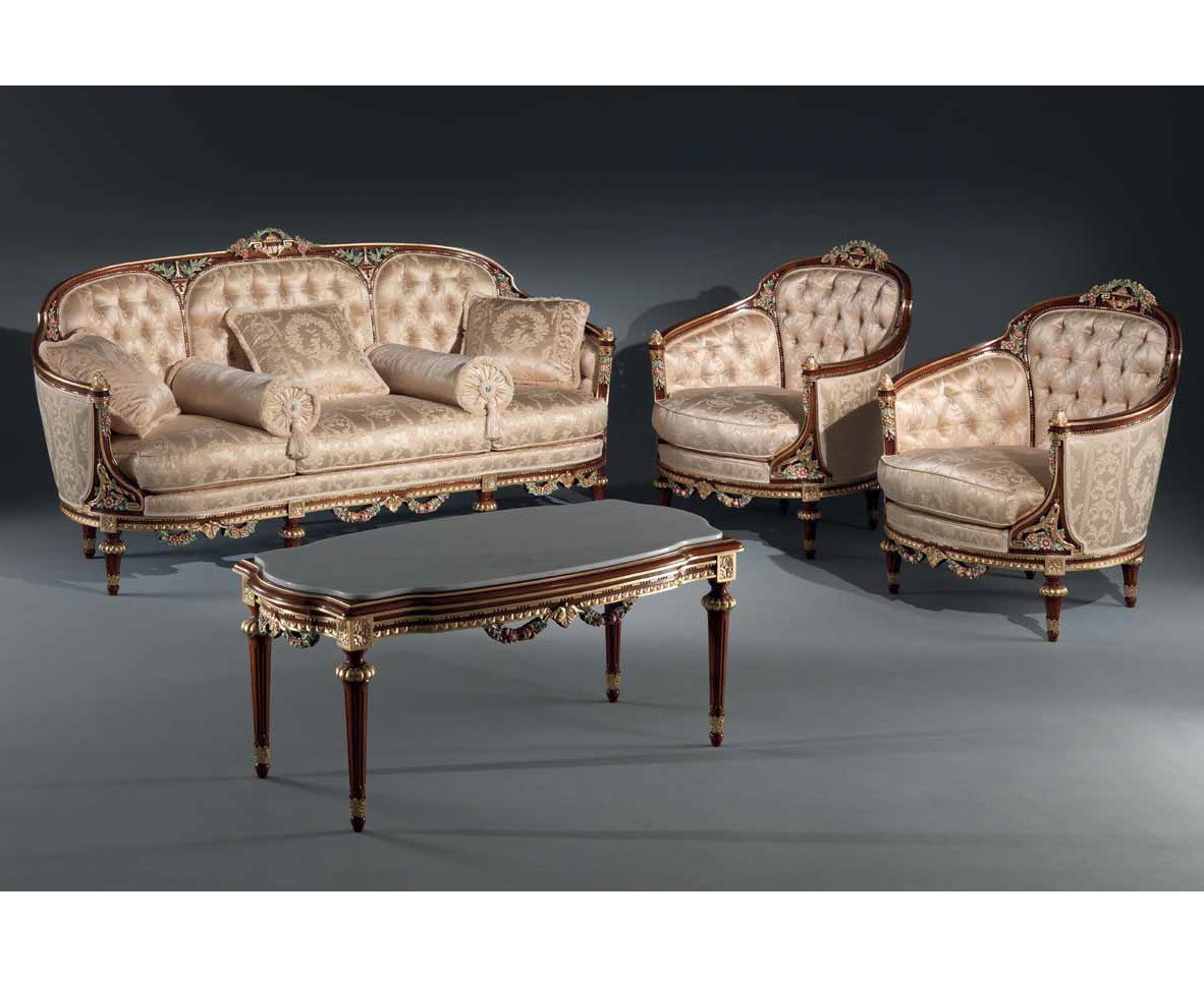 Dining Tables Luxurious Golden Floral Sofa Set from our European hand painted furniture collection. 7210