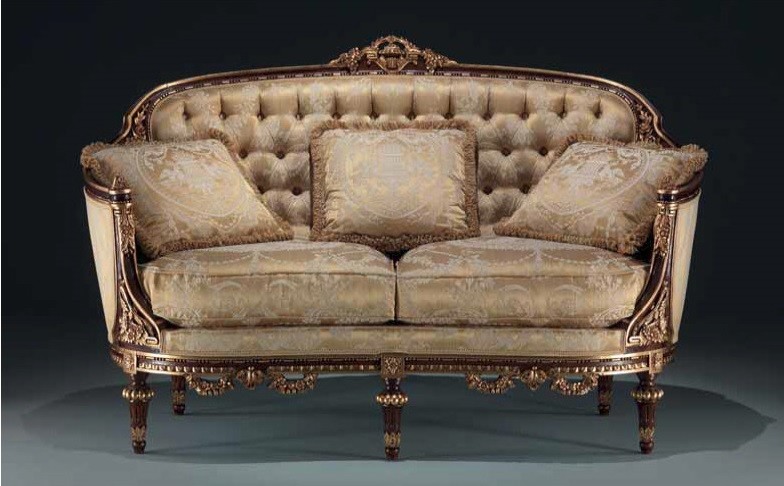 SOFA, COUCH & LOVESEAT High End Intricately Detailed Golden Sofa from our European hand painted furniture collection. 7211