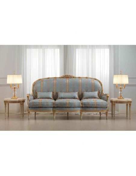 Elegant Blue and Golden Striped Sofa Set from our European hand painted furniture collection. 7213