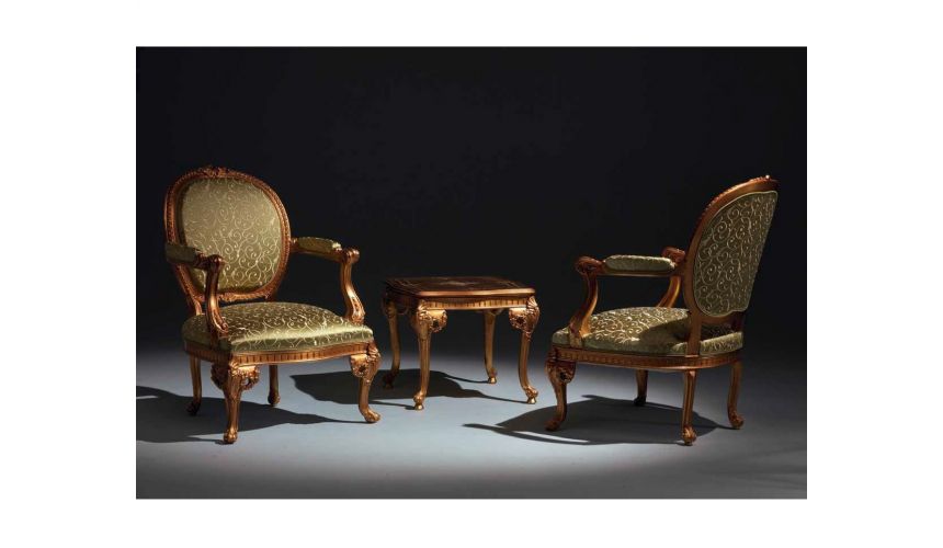 CHAIRS, Leather, Upholstered, Accent Elegant Olive Armchairs and Side Table Set from our European hand painted furniture coll...