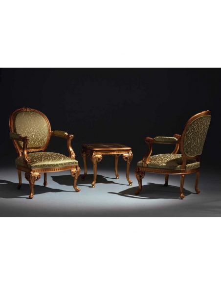 Elegant Olive Armchairs and Side Table Set from our European hand painted furniture collection. 7214