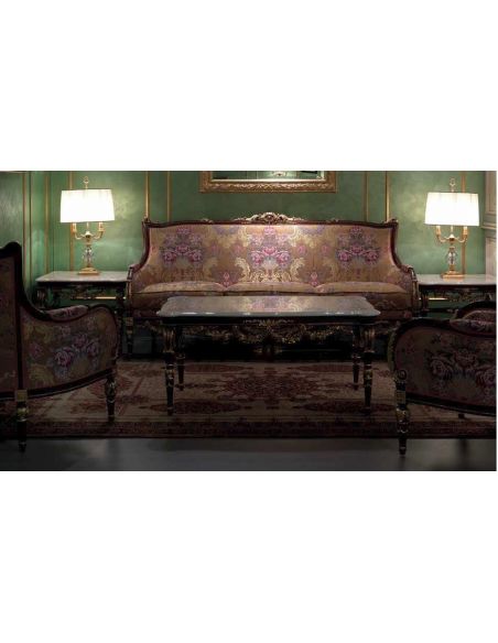 Deluxe Sofa Set with Plum Floral Detailing from our European hand painted furniture collection. 7219