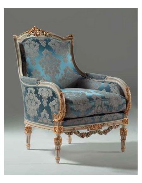 Luxurious Mediterranean Blue Armchair from our European hand painted furniture collection. 7220