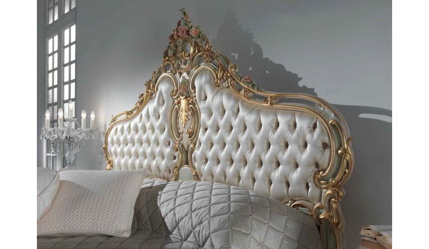 Queen and King Sized Beds Luxurious Mint and Cream Master Bed from our European hand painted furniture collection. 7142